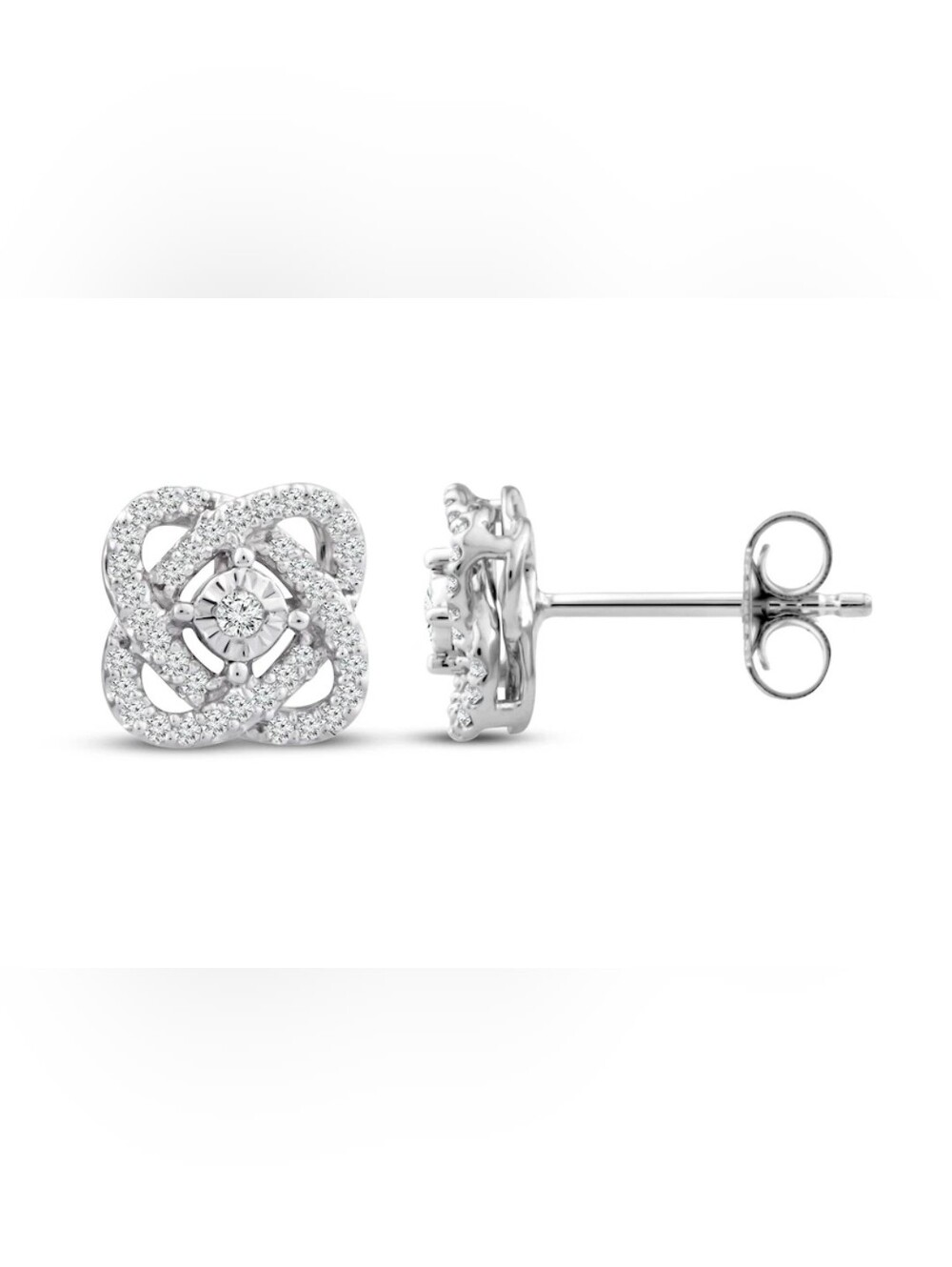 Kay Jewelers "Center Of Me" 1/5ct Tw 10k Stamped Knot Pendant Necklace and Studs - Picture 12 of 14